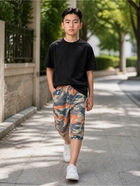 Mini Boden Orange Camo Shorts